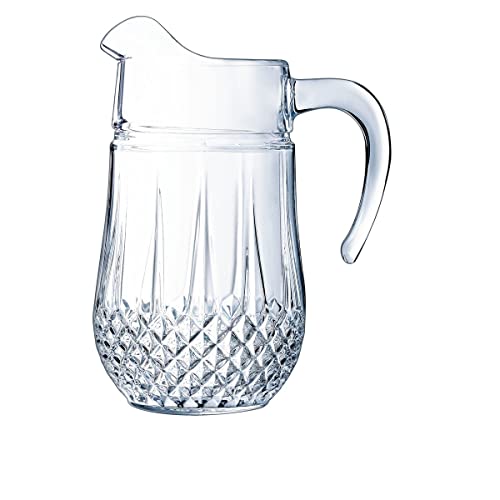 Cristal d'Arques Paris - Collection Longchamp - Broc carafe 1,5L en Kwarx - Brillance, Transparence et Haute Résistance - Moulures Iconiques - Fabriqués en France