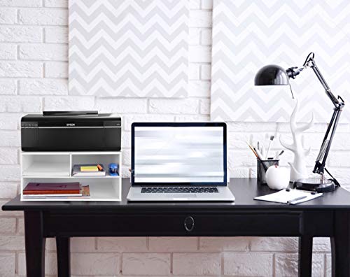 eMerit Printer Stand Shelf with Storage Wood Desk Paper Organzier for Home/Office,Printer Riser, 2 Tire (White)