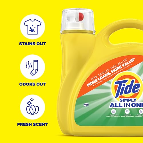 Image of Tide Simply All-In-One Liquid Laundry Detergent, Daybreak Fresh Scent, 138 Loads, 182 fl oz