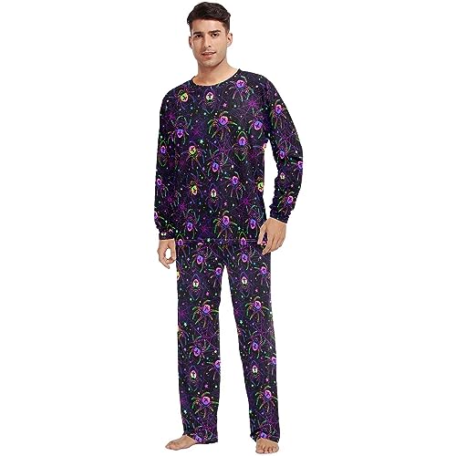 Unisex Pajama Set Colorful Spiders Family Matching Long Sleeve 2 Piece Sleep Lounge Set for Men & Women2