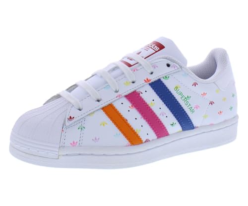 adidas Superstar GS Girls Shoes Size 5.5, Color: White/Multi Color/Cotton White