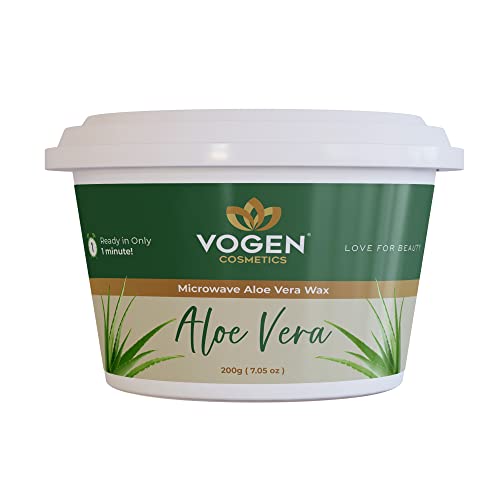 Aloe Vera Microwave Wax - Home Hair Removal Hard Wax - Brazilian Microwaveable Wax - Hot Stripless Wax for Body Waxing (Face, Eyebrows, Upper lip, Underarms, Legs and Arms) - Self Waxing Pot 200g
