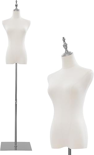 Forma de vestido de torso de maniquí femenino, vestido de costura modelo M-annequin, exhibición de maniquí con soporte estable, altura ajustable de