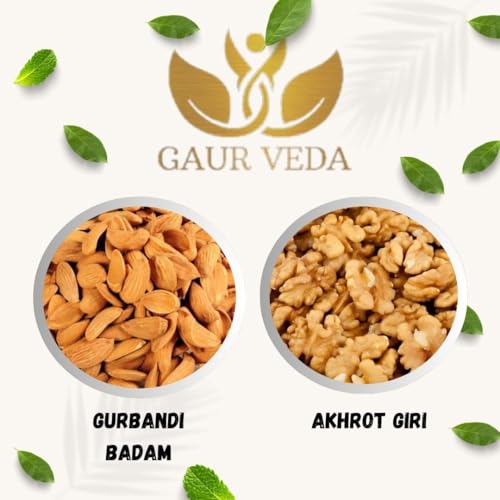 Image of GAURVEDA Gurbandi Badam & Akhrot Giri Combo Pack - Walnuts & Almonds for Daily Health & Energy Boost! | 50 Grams Each