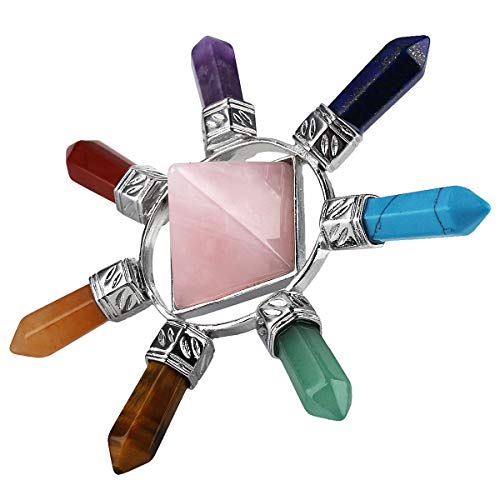 Rockcloud-Pyramid-7-Chakra-Points-Energy-GeneratorReiki-Healing-Crystal-StoneRose-Quartz Rockcloud Pyramid 7 Chakra Points Energy GeneratorReiki Healing Crystal StoneRose Quartz