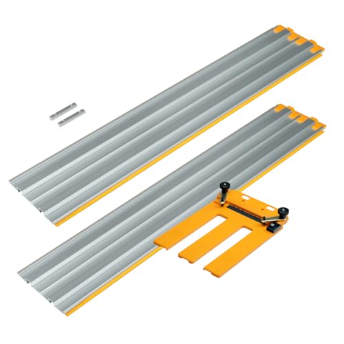 POWERTEC 53 Zoll Kreissäge Schienenführungssystem - Präzisions-Rip-Cut und Kreuzschnitt Führung für Blechwaren, Sperrholz, Platten und DIY Holzbearbeitung (72094)