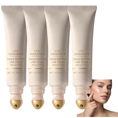 Base de maquillaje para pieles maduras, relleno de arrugas, imprimación instantánea, refinador de poros, crema alisadora de arrugas con vitamina C y niacinamida, para piel suave (4 unidades)