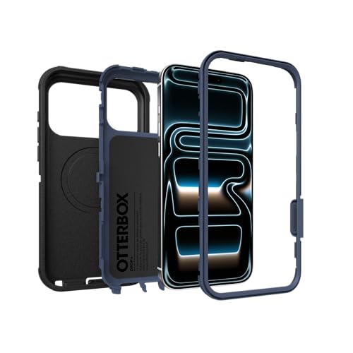 Image of OtterBox iPhone 17 Pro Max (Only) - Defender Series Case - Black Shadow (Black & Blue) - Snaps on MagSafe - Tough - Rugged & Durable