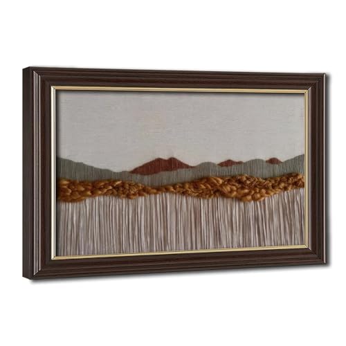 Abstract Landscape Texture Canvas Wall Art with Wood-grain Metallic Frame