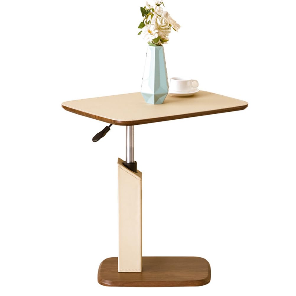 SXZenSpace C Shaped Side Table Adjustable Height, 360°Swivel End Table,Wood Couch Tables That Slide under for Living Room, Bedside, Or Office