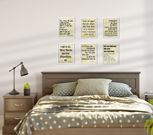Bible Verses Wall Decor Art Prints - Set Of 6 (8X10) Biblical Scripture Quotes - Christian Faith - Prayer Room Closet Decor - Housewarming, Missionary, Gifts For Men - Religious School Decorations #TOP5