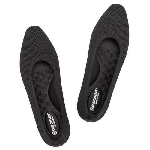 Frank Mully Damen-Sandalen mit Flacher eckiger Zehenpartie gestrickt bequem elegant und alltagstauglich leicht und komfortabel Schwarz 40 EU