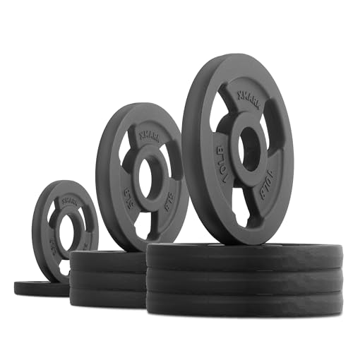 XMARK IRON HORSE Premium Cast Iron Olympic Weight Plates, 65 lb Set, Weights for Strength Training and Conditioning