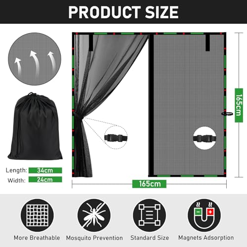 Gaeymy Auto Heckklappe Moskitonetz 165x165cm, Flügeltür Kofferraumabdeckung Sonnenschutz Vorhänge, Universal Magnetisch Fliegengitter Mesh mit Reißverschluss für Dach Caravan Camper Van Wohnmobile SUV