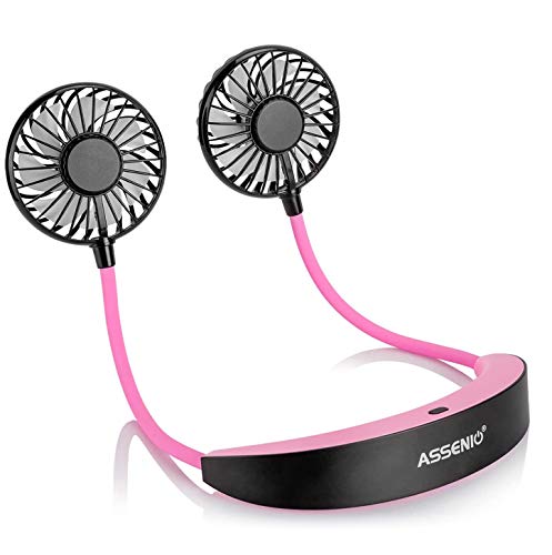 Portable Neck Fan, 5200mAh Battery Operated Ultra Quiet Hands Free USB Fan with 3 Speeds, Strong Wind, 360° Adjustable High Flexibility Wearable Personal Fan for Home Office Outdoor Travel