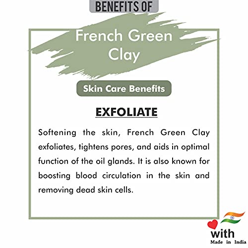 Image of French Green Clay (100% Natural & Pure, Chemicals Free) For Skin Repair, Face Pack & Glowing Skin - 180GM