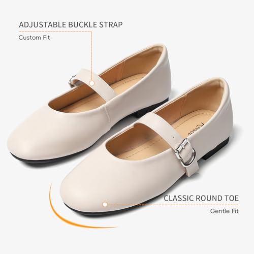 Womens Mary Jane Flats, Comfortable Women’s Flats, Round Toe Ballet Flat with Adjustable Strap for Dressy Office Wear Size 102