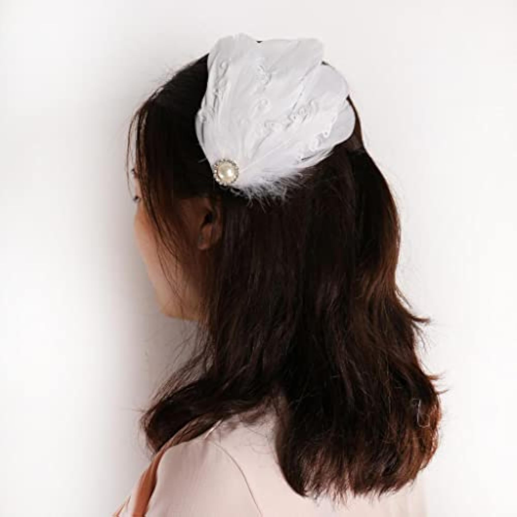 White Feather Fascinator Hair Clip, Wedding Accessory