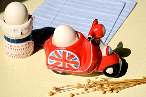 Motorcycle Washable Ceramic Egg cup holder hard boiled eggs container microware for breakfast kids adult