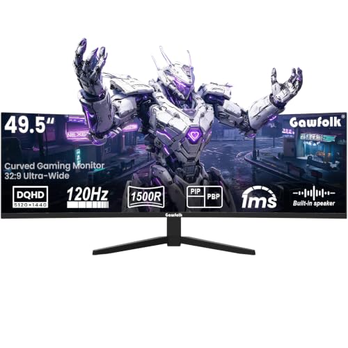 Image of Gawfolk 49inch Ultrawide Curved Monitor, 5120x1440 DQHD 120Hz 1ms 1500R