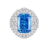 Juego de anillos para mujer, estilo bohemio, topacio y moissanita de 8,5 quilates, oro blanco/platino 950, H 1/2, Oro blanco de 14 quilates, Topacio