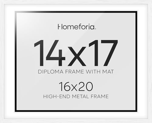 Image of Homeforia 16x20 Diploma White Frame, High End Oak 16 x 20 Certificate Wood Frames with Mat 14 by 17 inch, 20x16 Document Frame Matted to 14x17, Wooden Degree Frames, Tempered Glass, Wall Kit, Set of 3