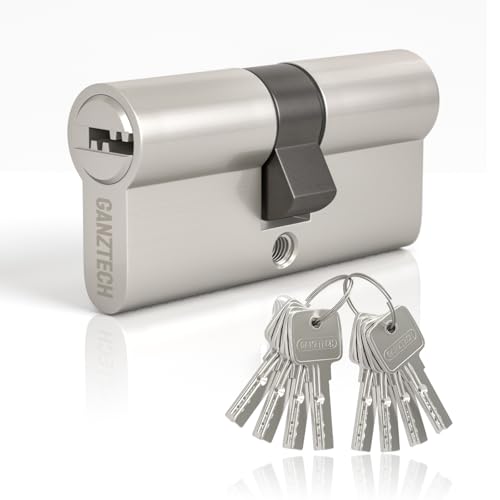 GANZTECH 35/35(70mm) cerradura de barril de puerta de níquel,llave con llave con 8 llaves de hoyuelos horizontales,cerradura de cilindro europeo de Aleación de aluminio,Para Puertas compuestas y UPVC