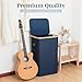 LONBET Laundry Basket with Lid, Made from Breathable Fabric | Aesthetic Clothes Hampers for Laundry with Side Handles & Sturdy Bamboo Frame (26 Gallons - Single, Blue)