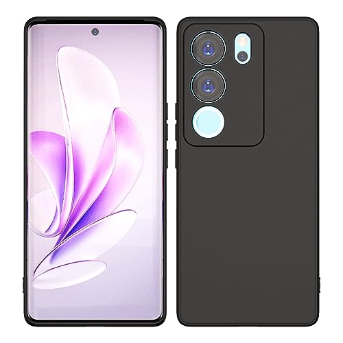 Image of Kapa Matte Protective Lens Flexible Back Cover for VIvo V29 / V29 PRO (5G) | Slim Silicone with Soft Lining Shockproof Full Body Bumper Case (Black)