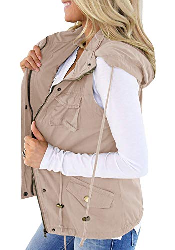 Tutorutor Militair safari camo vest Utility lichte mouwloze capuchon trekkoord jas met zakken - Image 3