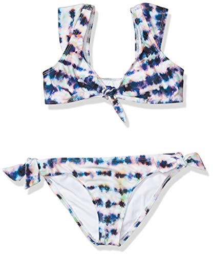 Splendid Girls' Front Tie Top and Bikini Bottom Swimsuit Set, Glowing Coastal Multi, 16