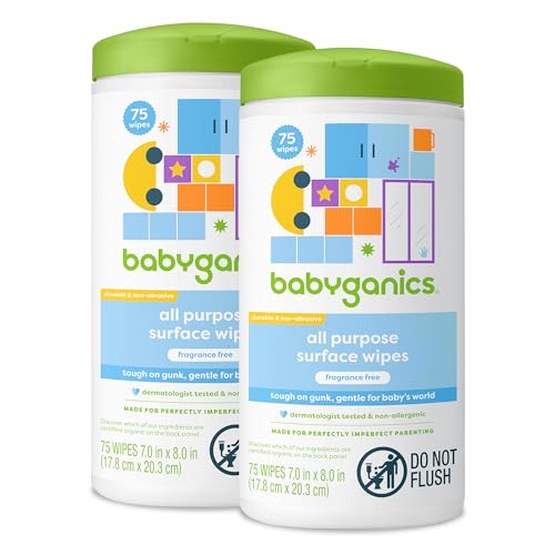 Image of Babyganics All Purpose Surface Wipes, 75 ct, and Non-Abrasive, No Ammonia, No Bleach, Packaging May Vary