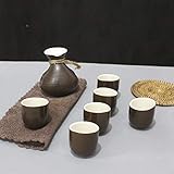 ❀ Material: Keramik Sonderangebot Sake Set Japanische Keramik Wein nach Hause Weißweinglas Gelbwein Weinkühler Weißwein Topf @ Drei oder zwei Brauntöne (Schwanentopf, ein Topf, sechs Tassen)