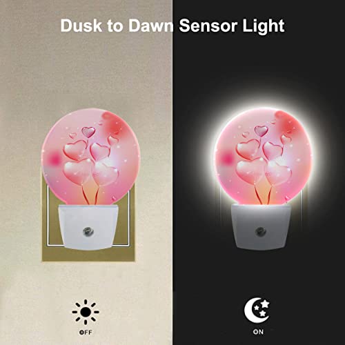 Image of EKOBLA Valentine's Day Night Light, Pink Heart and Balloon Romantic Night Lights Plug Into Wall with Auto Sensor for Gifts