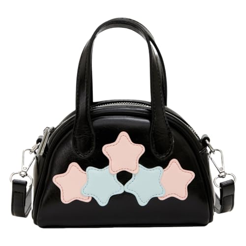 Sac à bandoulière en cuir PU pour femme avec étoile chic et grand format bowling