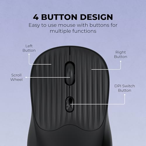 Image of Geonix Nimbus 09 Optical Wireless Mouse | Dual Mode (2.4GHz + BT), High Precision Tracking, 3 DPI Modes, 10m Range, Cutting Edge Ergonomic Design (Black)