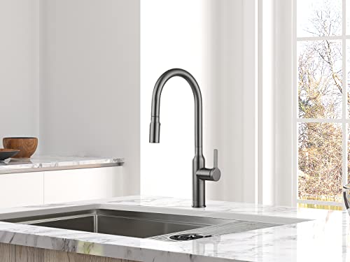 Aguastella As81Gs Grey Stainless Kitchen Sink Faucet With Pull Down Sprayer Single Handle High Arc #TOP2