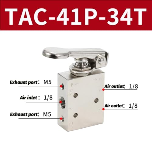 Válvula de botón manual neumática TAC-41P-34T de control mecánico directo 3