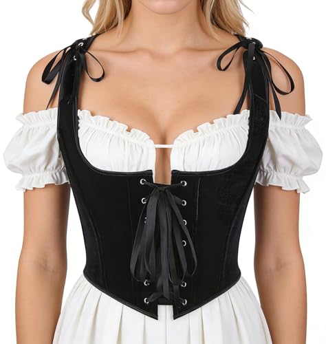 Eohak Womens Underbust Corset Top Renaissance Medieval Lace-up Corsets Waist Cincher Corset