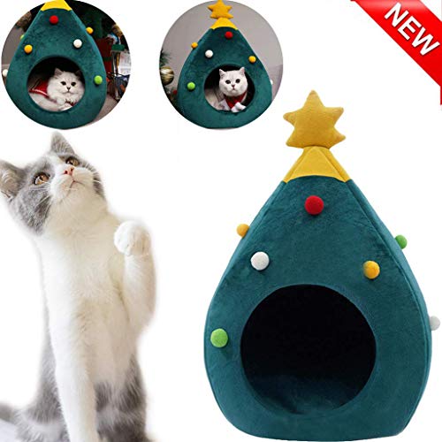 Árbol de Navidad Casa del Gato Idea de Muebles para Gatos Cama Linda de la Cueva del Gato, Suave Kitty Cat Teepee House Cama de Gato cálida de Navidad para el Invierno (Large)
