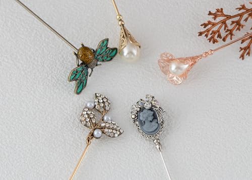Image of Alilang 5Pcs Vintage Bendable Lapel Pins Classic Pin Brooches Set Accessories for Secure Styling on Hats, Scarves