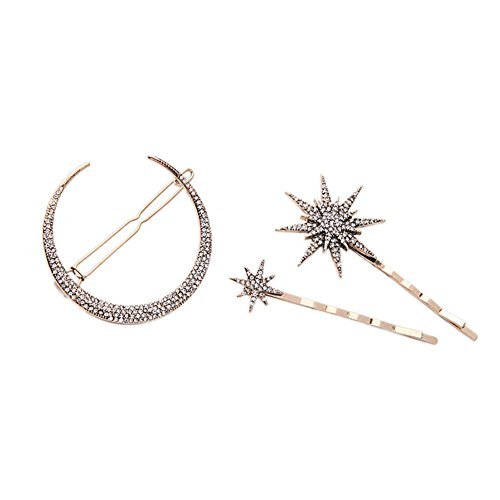 CINRA Hair Barrettes Hair Clips Women - Hair Accessories Hair Pins for Girls Thick Hair Styling Fashion Jewelry Alloy Diamond-studded Moon Star Pendant