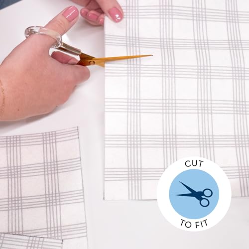 S&T INC. Fridge Liners, Shelf Liners for Kitchen Cabinets and Storage Bins, Non Adhesive Refrigerator Liners, Washable and Absorbent, 12 Inch x 24 Inch, Plaid, 5 Pack