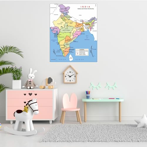 wallpics India Map Fully Waterproof Vinyl Sticker Poster (12X18 inches), 1 Piece, Multicolour