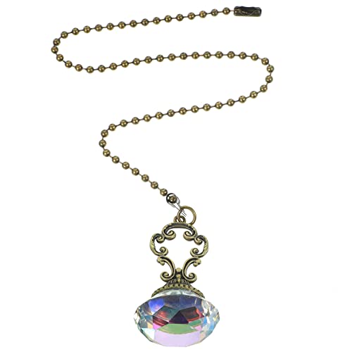 Image of Veemoon Ceiling Fan Pull Cord Vintage Ceiling Fan Pull Chain Crystal Extension Zipper Decorative Extension Switch Lamp Chain for Light Desk Lamp