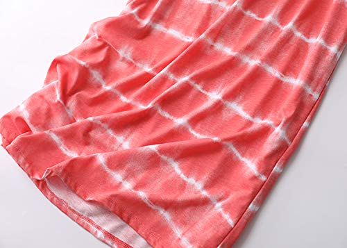 Pnaeong Women's Cotton Nightgown Sleepwear Short Sleeves Shirt Casual Print Sleepdress Xtsy108-Orange Wave-S #TOP3