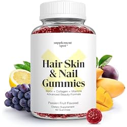 Supplement Spot Hair Skin and Nails Vitamins, 6000 mcg Biotin Gummies w/Collagen, Passion Fruit Flavored Hair Vitamins, Gluten Free Collagen Supplements (60 Count)