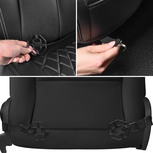 CAR PASS 1 Pack Leather Front Car Seat Cover, Bottom Seat Cover Full Wrapped with Storage Pocket, Anti-Slip Leather Seat Protector,Waterproof Seat Cushion Pad Universal Fit Sedan SUV Truck, Black by CAR PASS - Image 5