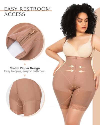 Image of SHAPELLX Fajas Colombianas Shapewear for Women Tummy Control Plus Size Postpartum Body Shaper Butt Lifting Bodysuit