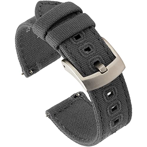 Image of Benchmark Canvas Watch Band - Quick Release Cotton Fabric Watch Straps for Men & Women (18mm, Grey)